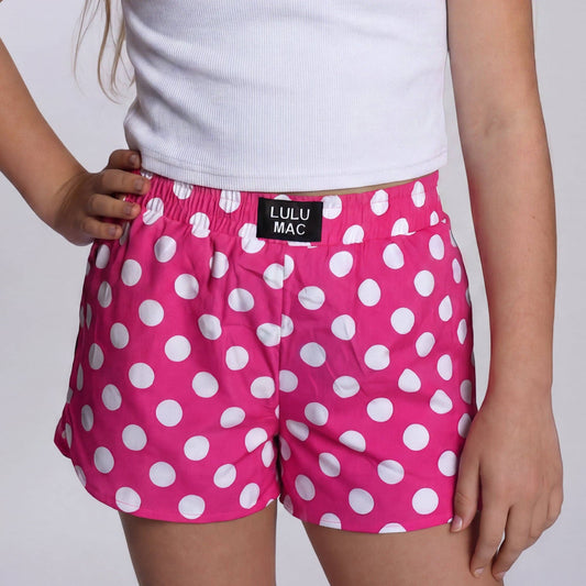 Lulu Mac Hot Pink Polka Dot KIDS SHORTS