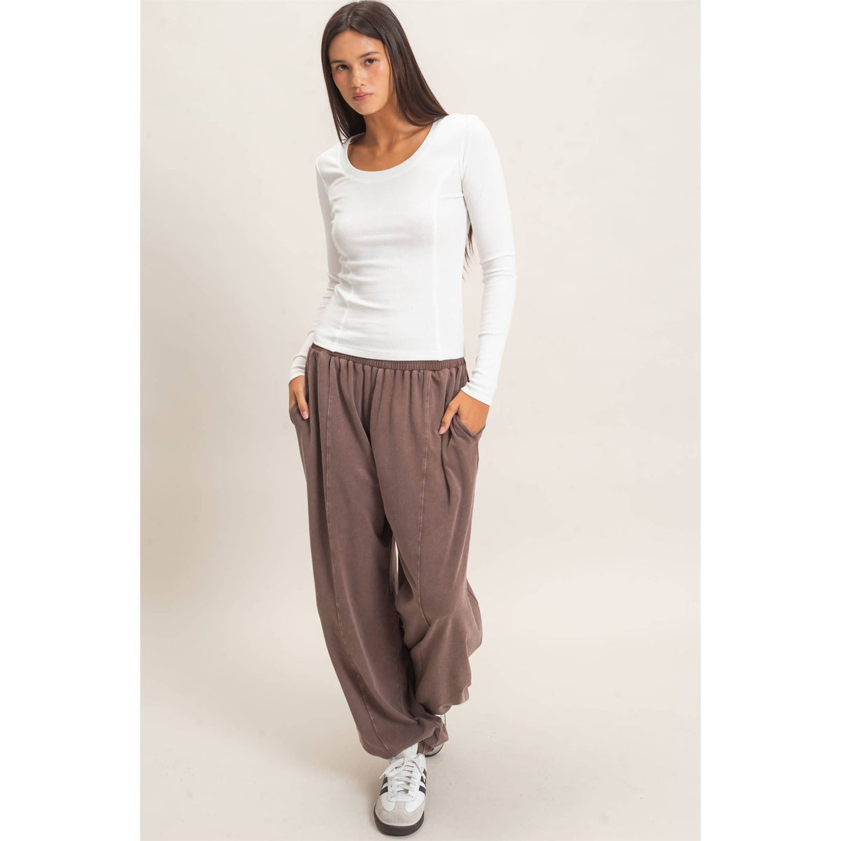Double Zero Mineral Wash Elastic Waist Jogger Pants