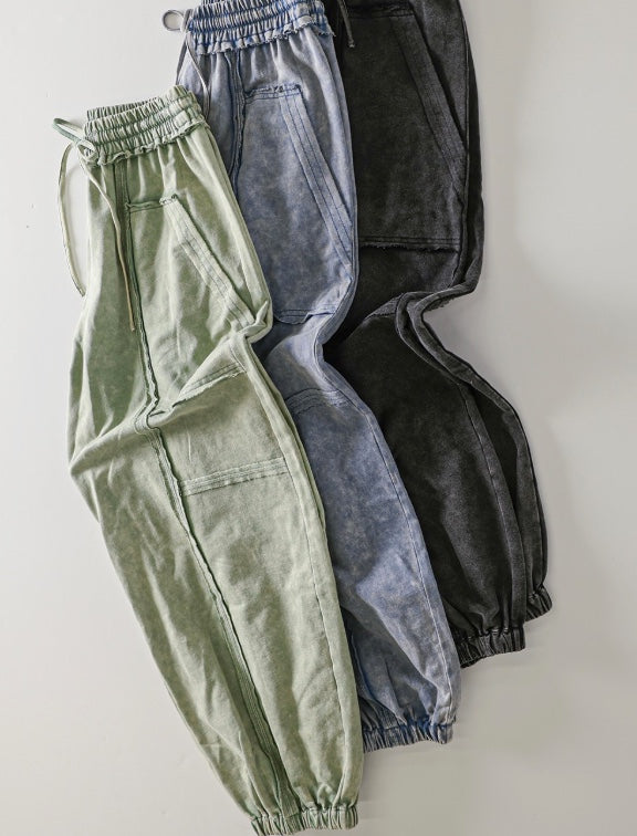 Very J Vintage Wash Cargo Jogger Pants