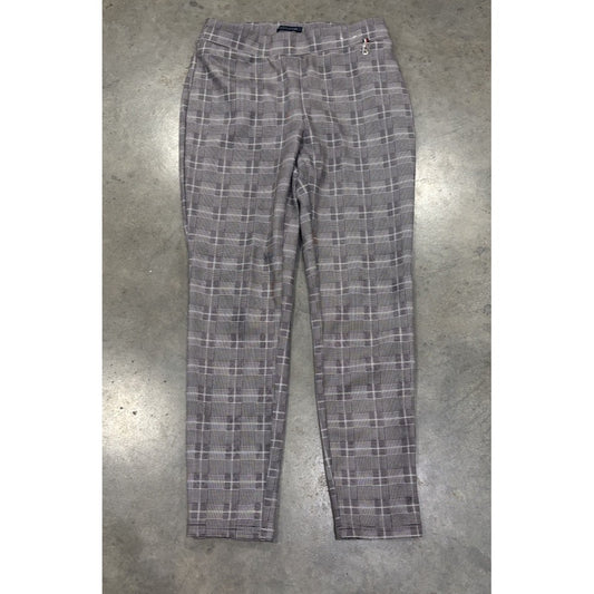 Tommy Hilfiger Stretch Pull On Plaid Pants Black White Size 8