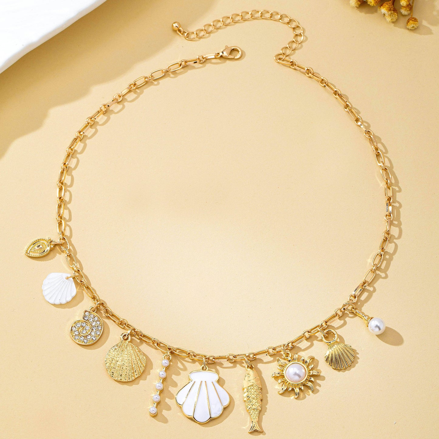 Charm Necklace-Ocean Seashell Fish Pearl