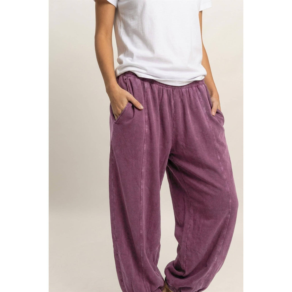 Double Zero Mineral Wash Elastic Waist Jogger Pants