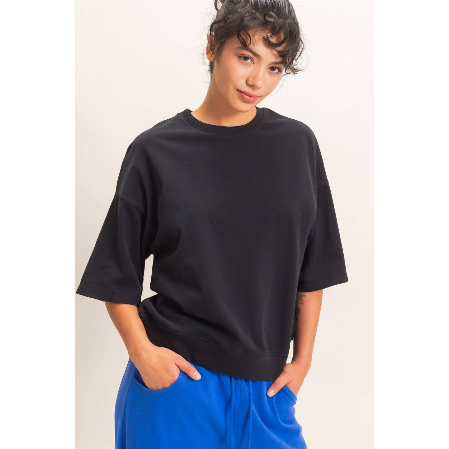 Double Zero Washed Crew Neck Short Sleeve Top