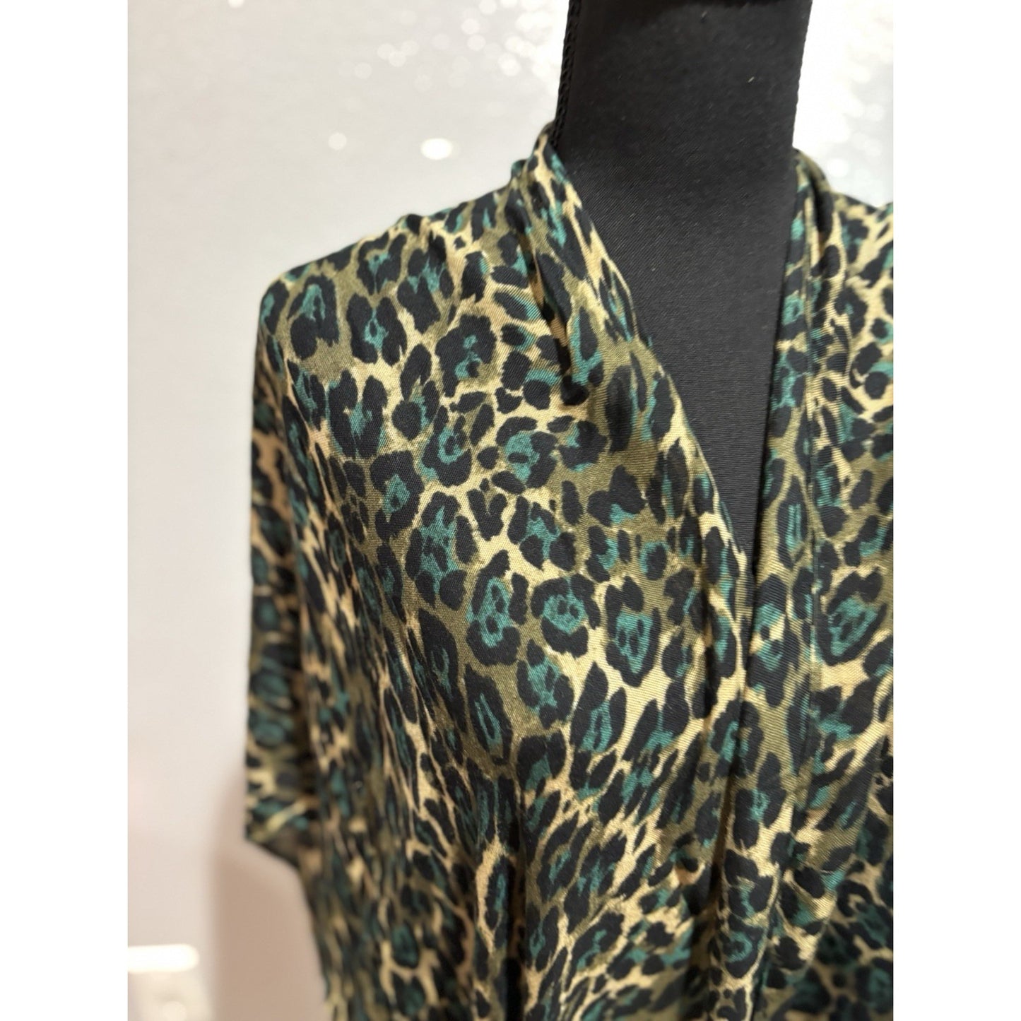 Established 1946 Green Leopard Kimono One Size