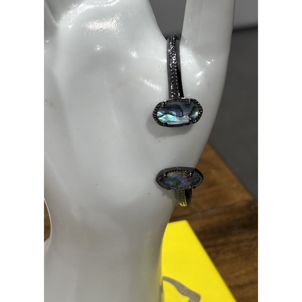 Kendra Scott Elton Pinch Cuff Bracelet In Gunmetal Abalone Shell Adjustable