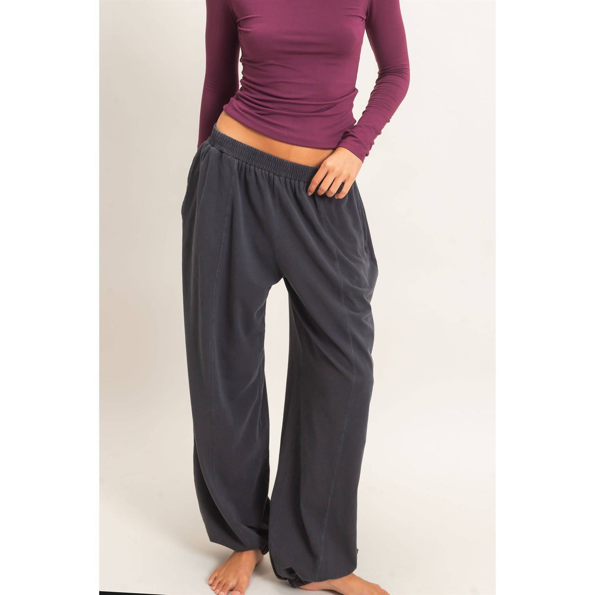 Double Zero Mineral Wash Elastic Waist Jogger Pants