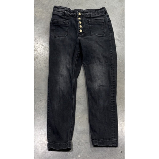 Pilcro and the Letterpress Anthropologie Black Denim High Rise Slim Jeans 28