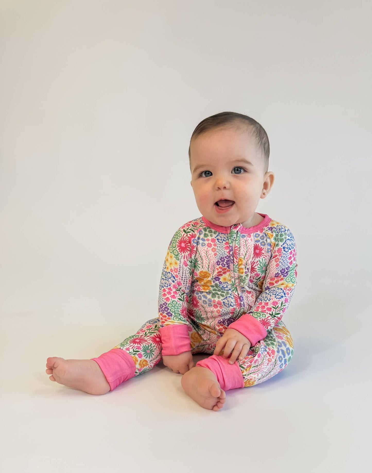 Goosies Flower Fields - Convertible Zip Pajamas w/ Ruffles Bamboo