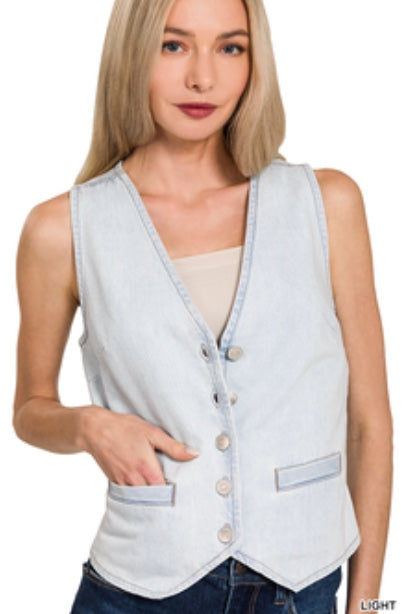 Zenana Light Blue Denium Vest