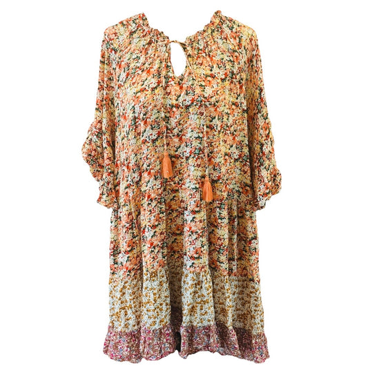 GiGio Boho Floral Tie Front Swing Dress w/ Pockets Floral Print Size L