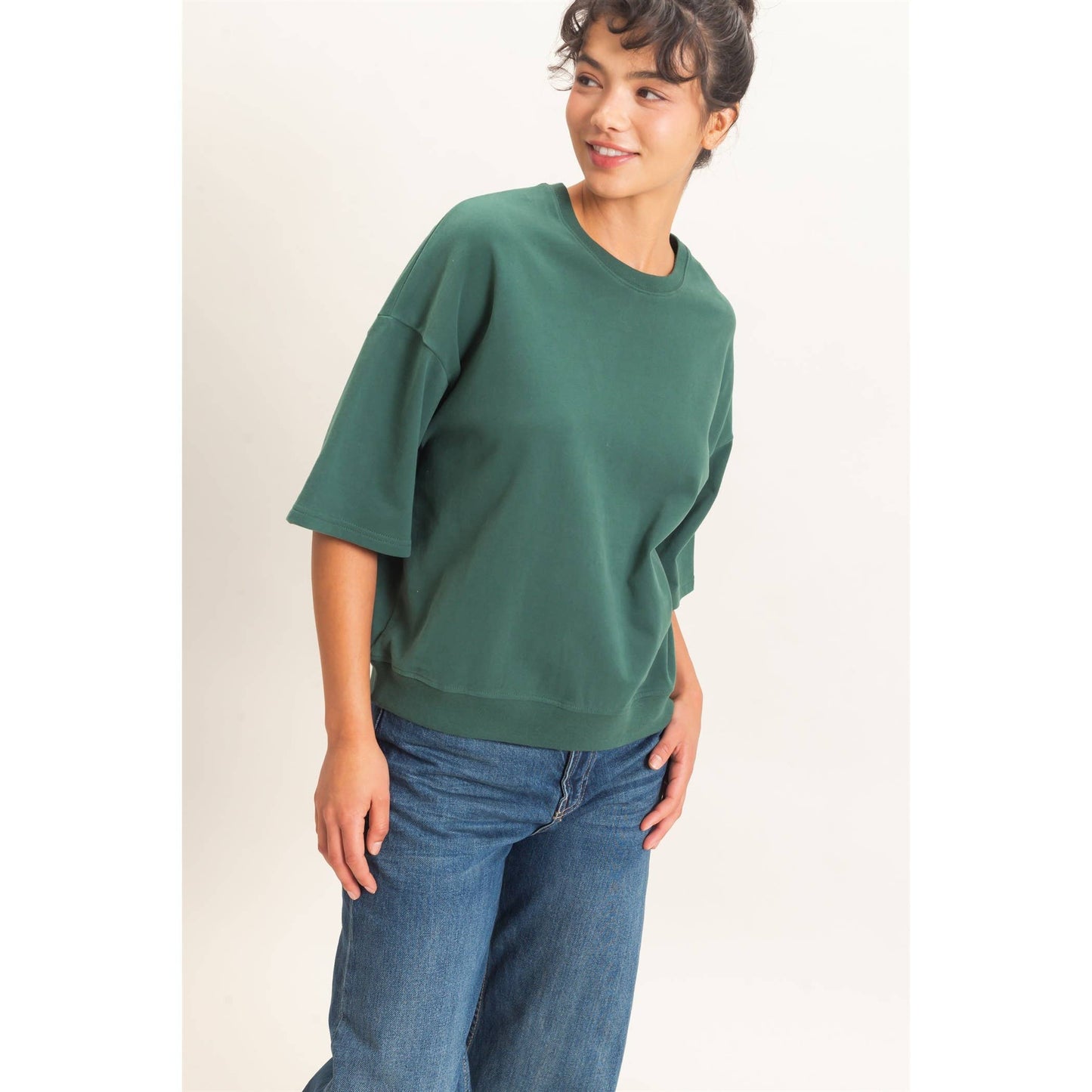 Double Zero Washed Crew Neck Short Sleeve Top