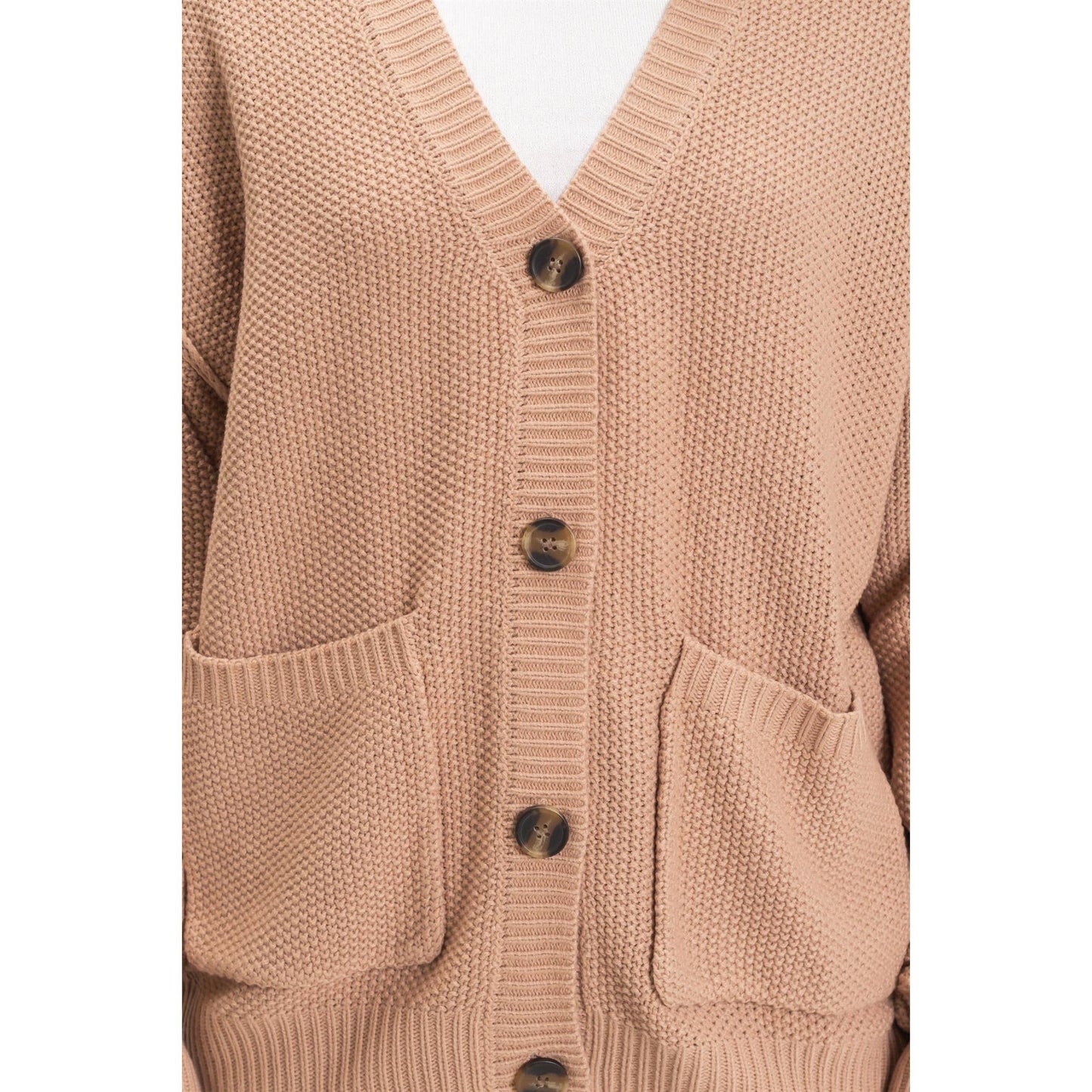 Textured Oversized Knit Buttoned Cardigan