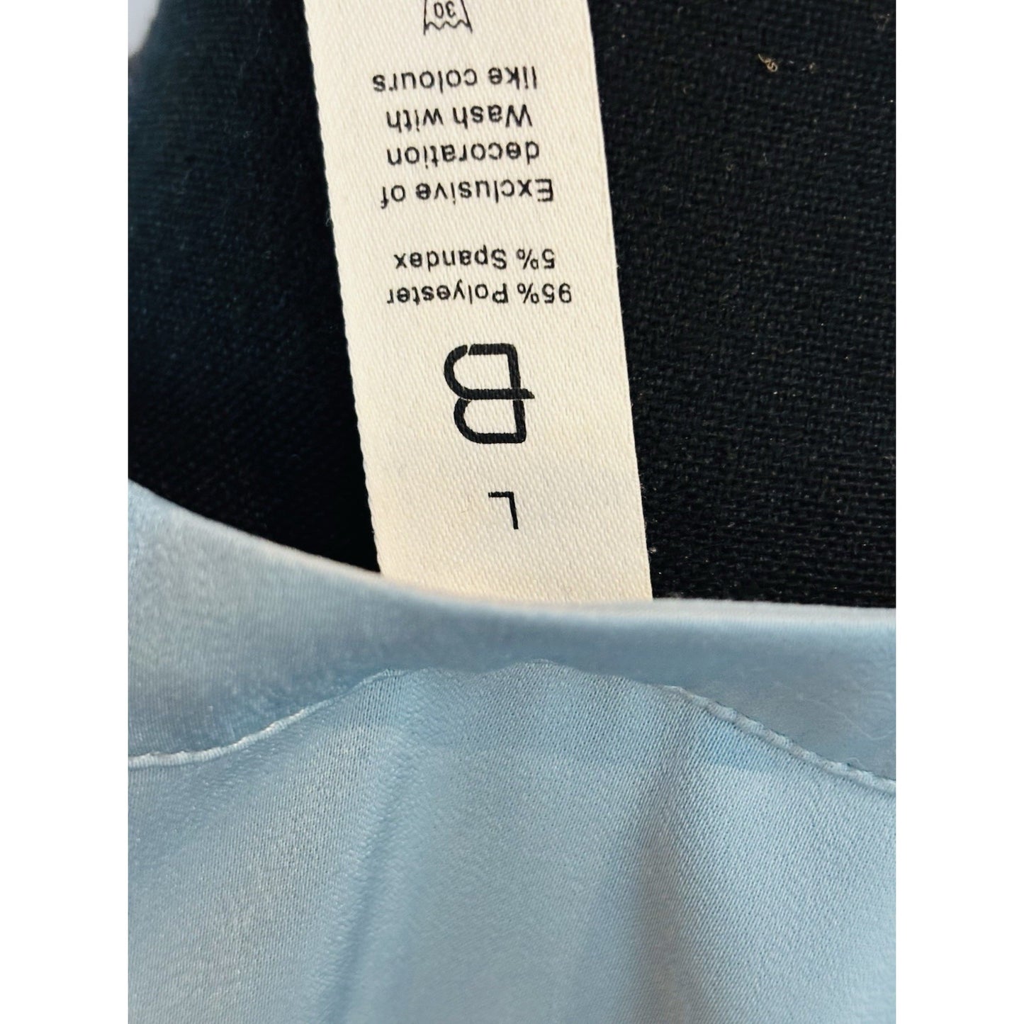 Light Blue Silky Blouse Size Large 3/4 Sleeves V Neck