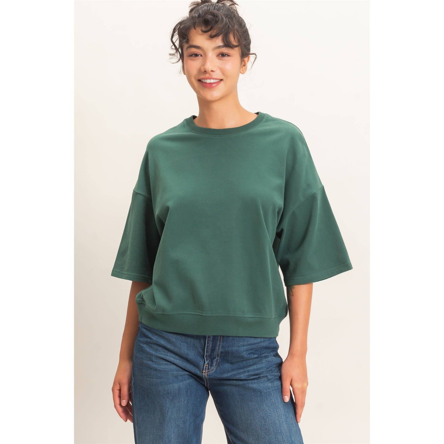 Double Zero Washed Crew Neck Short Sleeve Top