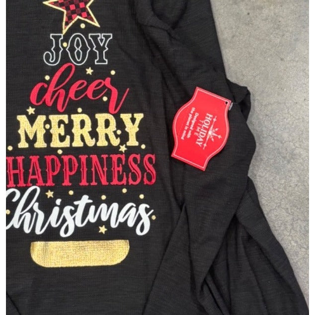 New Womens XL Black Christmas Graphic Long Sleeve T-Shirt