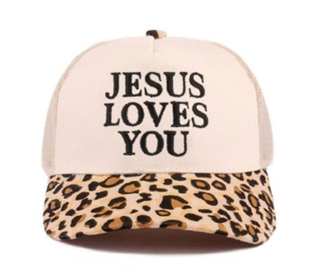 Jesus loves you two tone mesh snapback hat