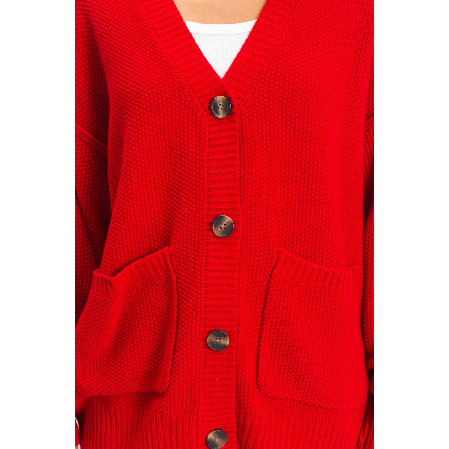 Textured Oversized Knit Buttoned Cardigan