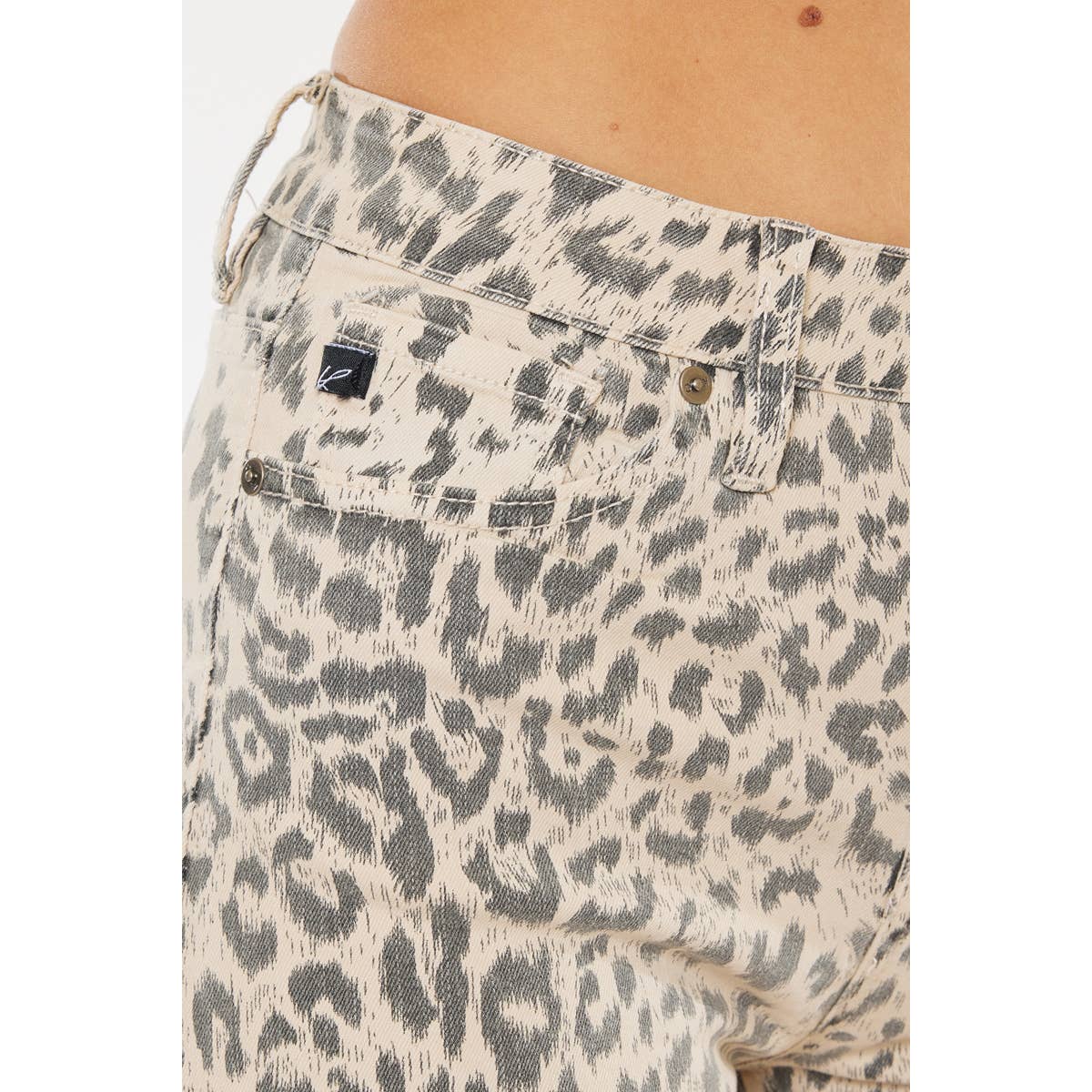 Kan Can High Rise Leopard Printed Denim Shorts KC6279SA-N