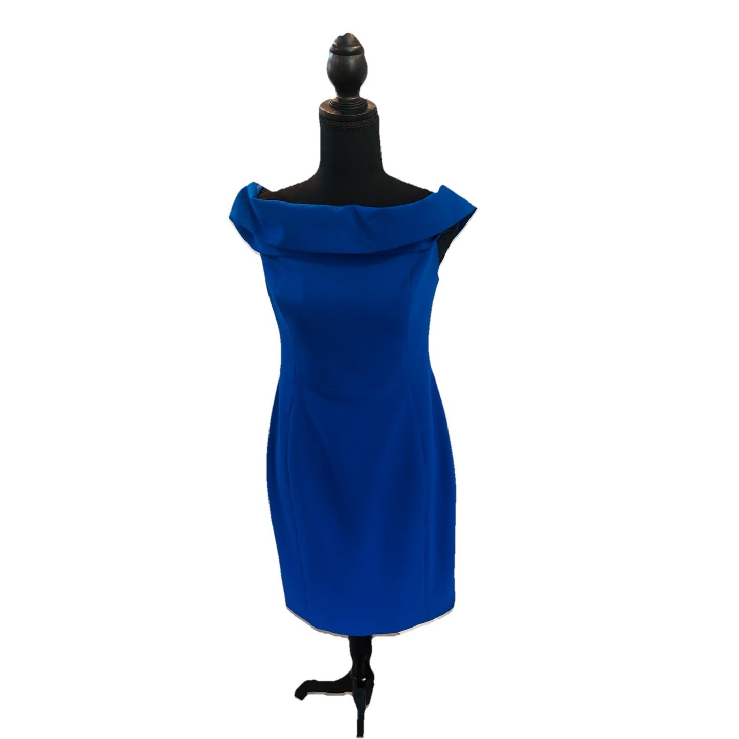 Black Halo Off the Shoulder Dress Sz 8 Blue Chic