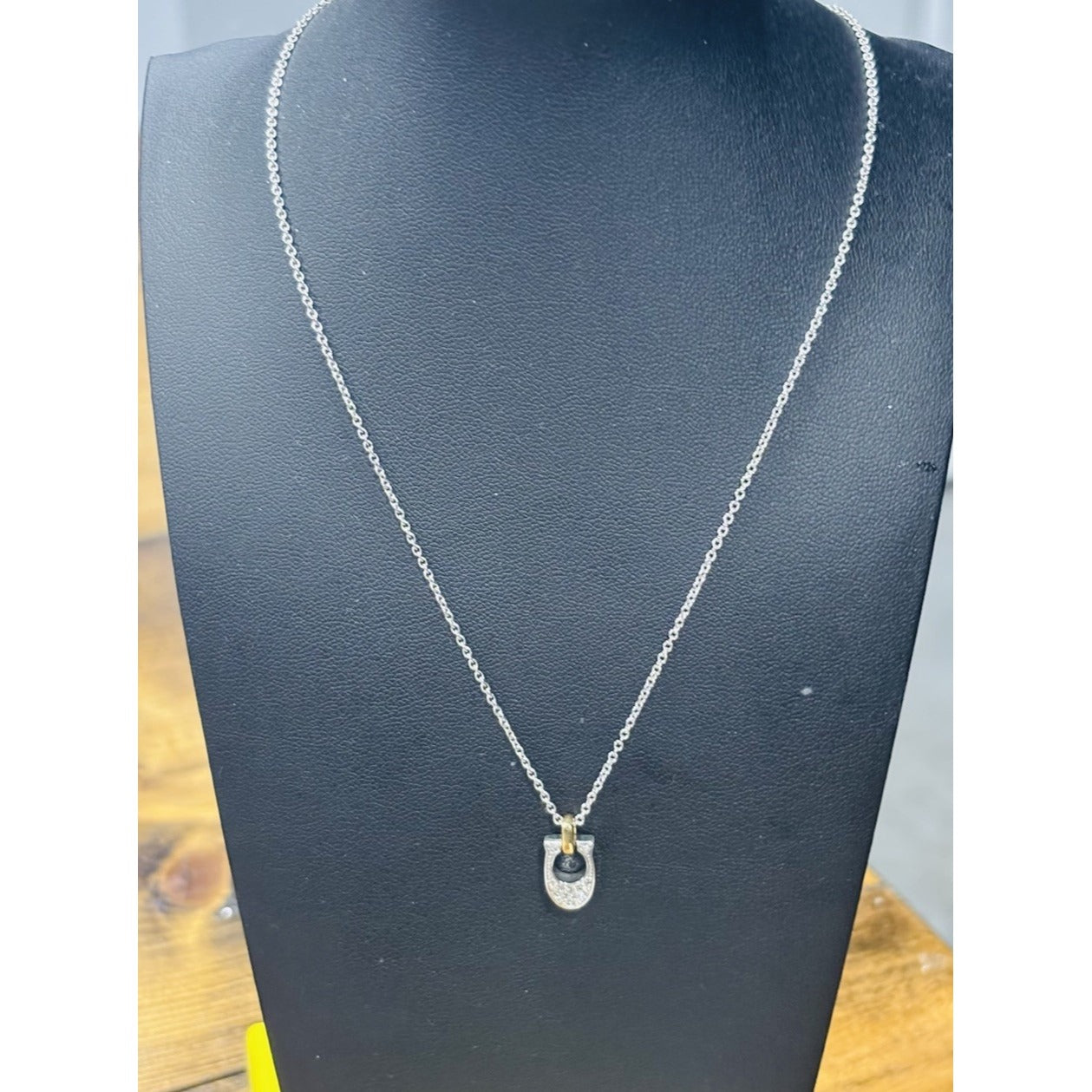 COACH Horseshoe Pave Signature Necklace Metal Logo JewelrySilverPendant