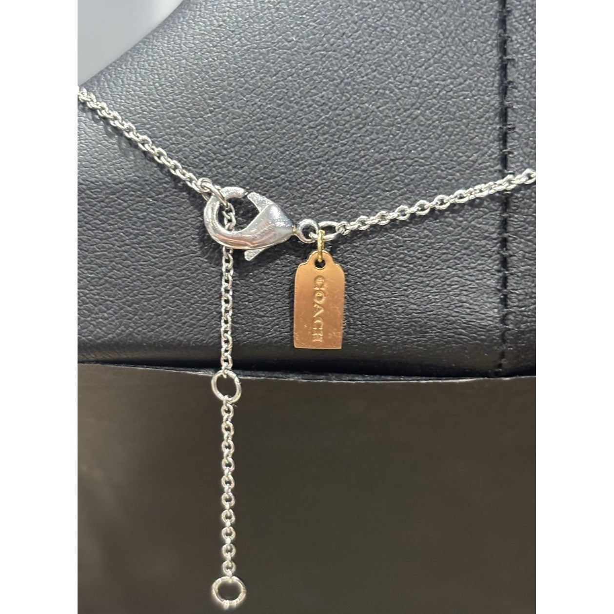 COACH Horseshoe Pave Signature Necklace Metal Logo JewelrySilverPendant