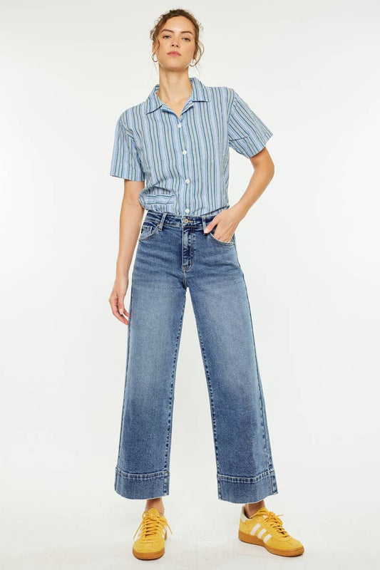 Kan Can HIGH RISE CROP WIDE JEANS-KC7479D