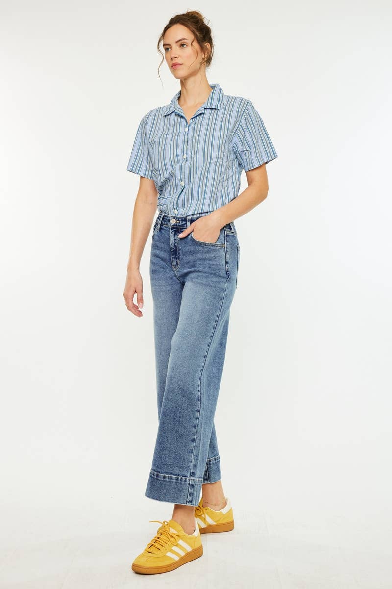 Kan Can HIGH RISE CROP WIDE JEANS-KC7479D