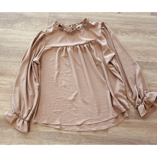 White Burch Woman’s Tan Blouse Long Sleeve Size XL