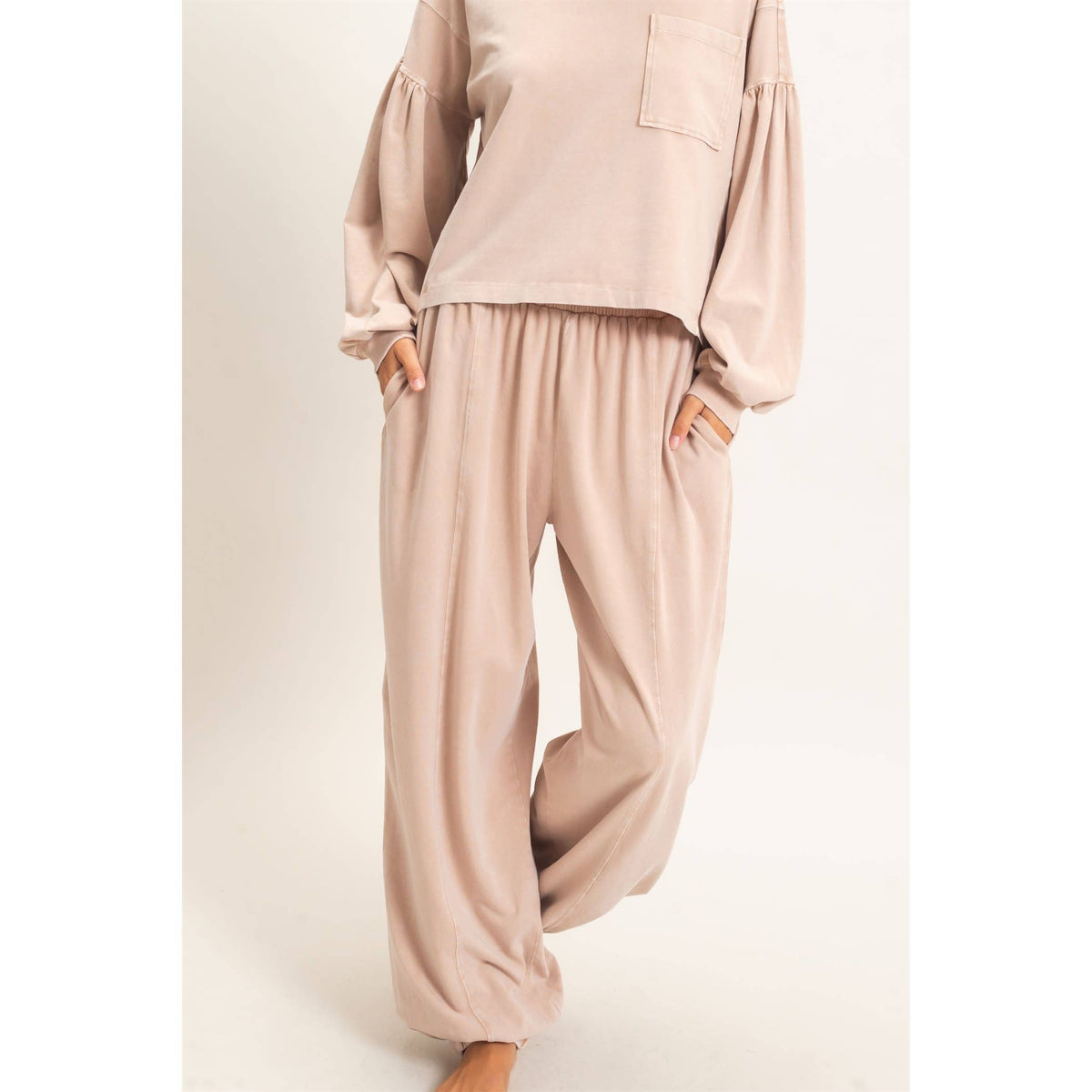 Double Zero Mineral Wash Elastic Waist Jogger Pants