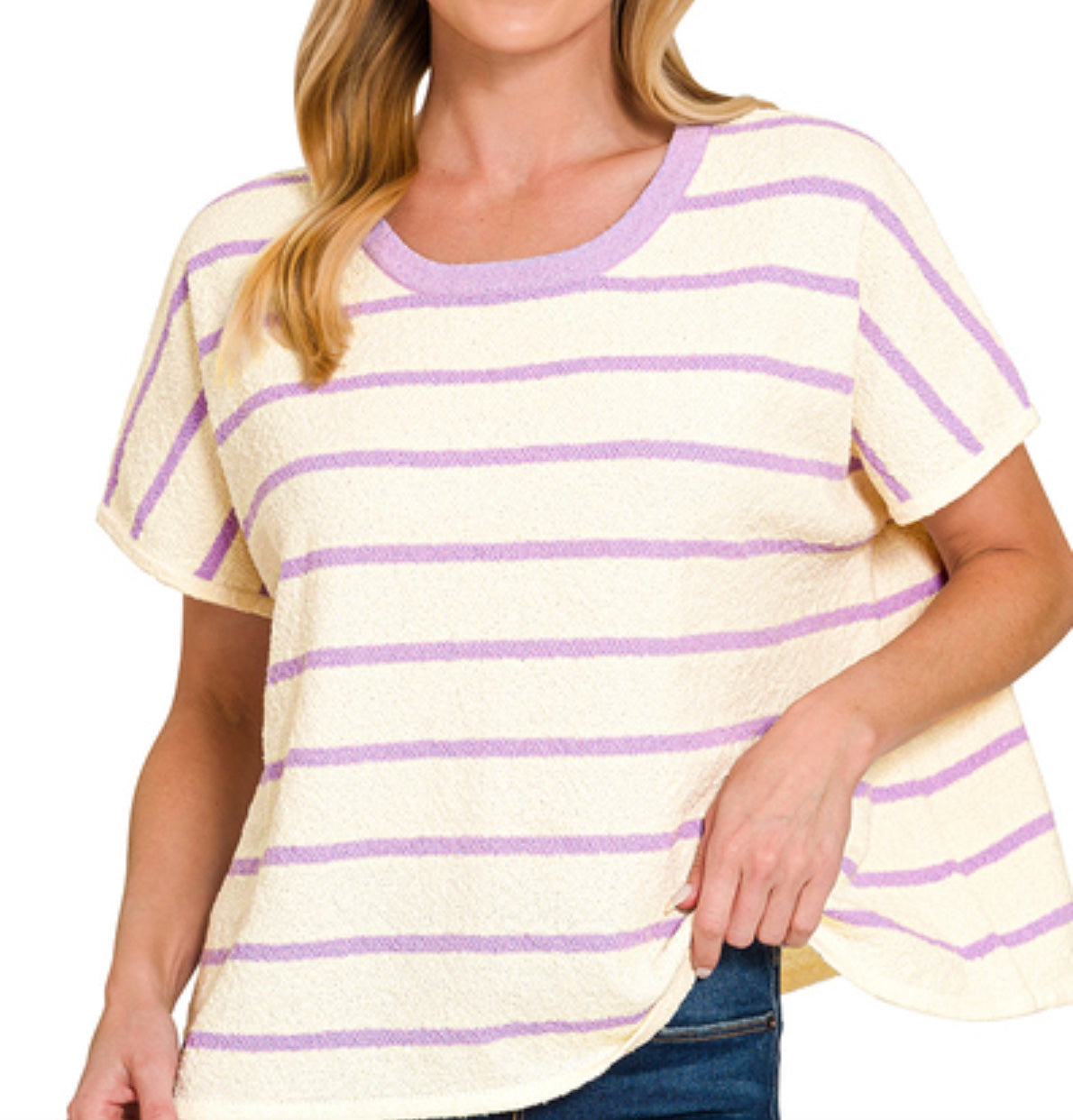 Zenana Striped Oversize Sweater Top