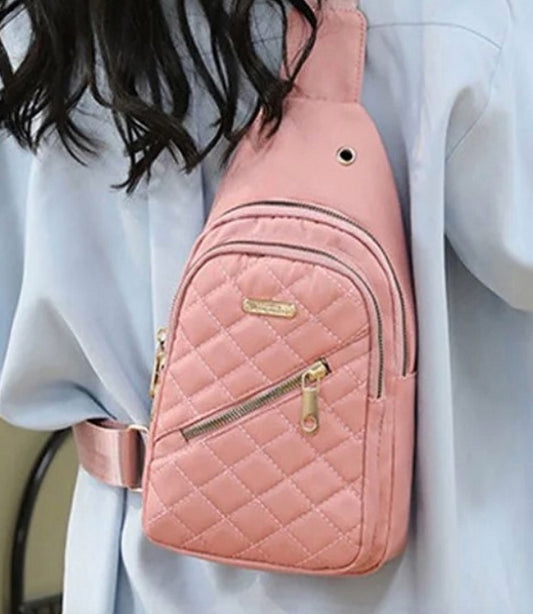 Quilted Mult-Pocket Crossbody Sling Bag