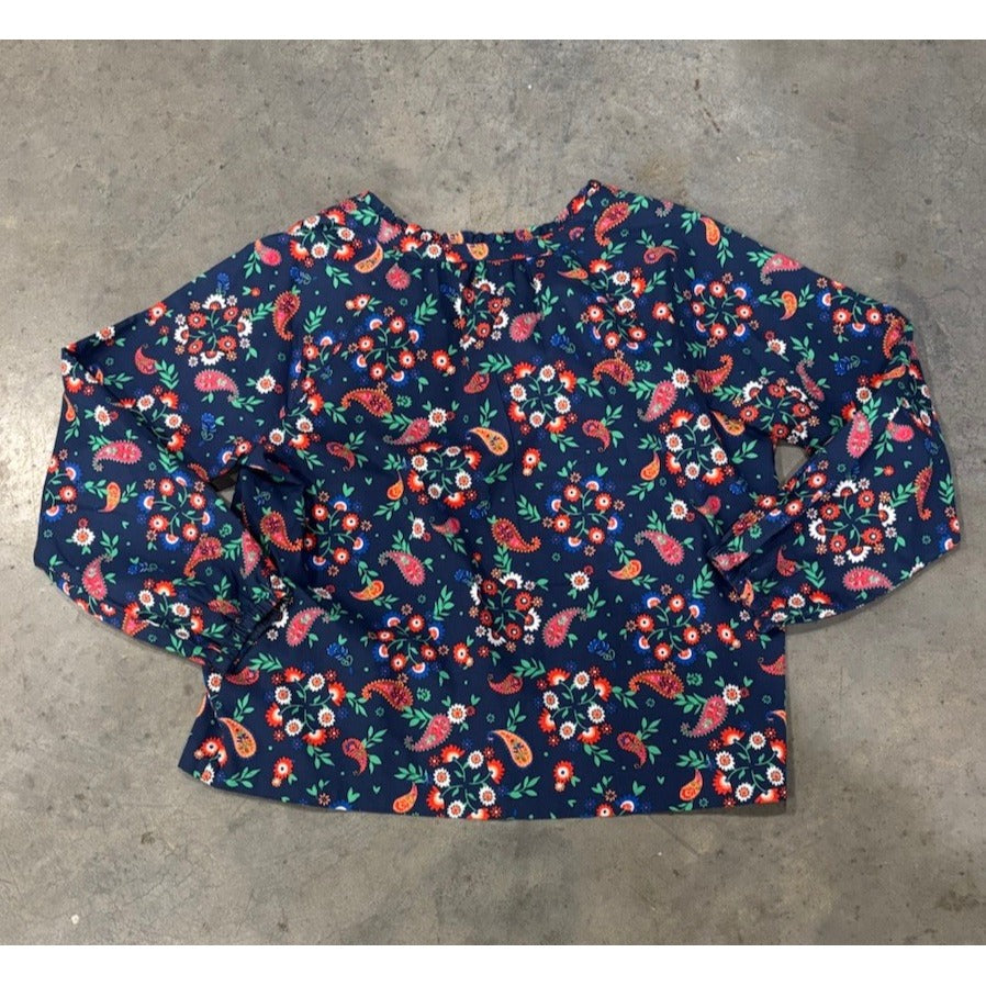 Croft & Barrow Women's/Sz: Petite Large/ Raglan Popover Blouse Navy Paisley NWT