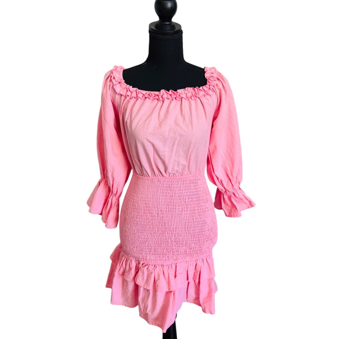 Petal & Pup Pink Ruffle Off-Shoulder Dress S