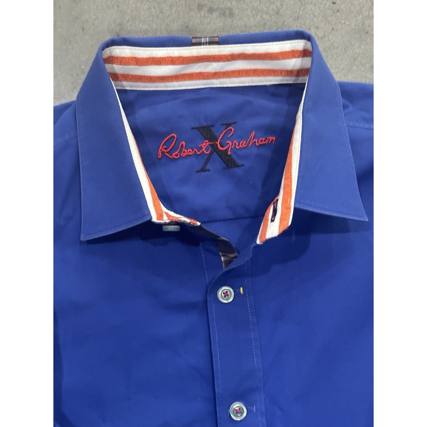 Robert Graham Blue Long Sleeve Button Down Shirt Mens Size M