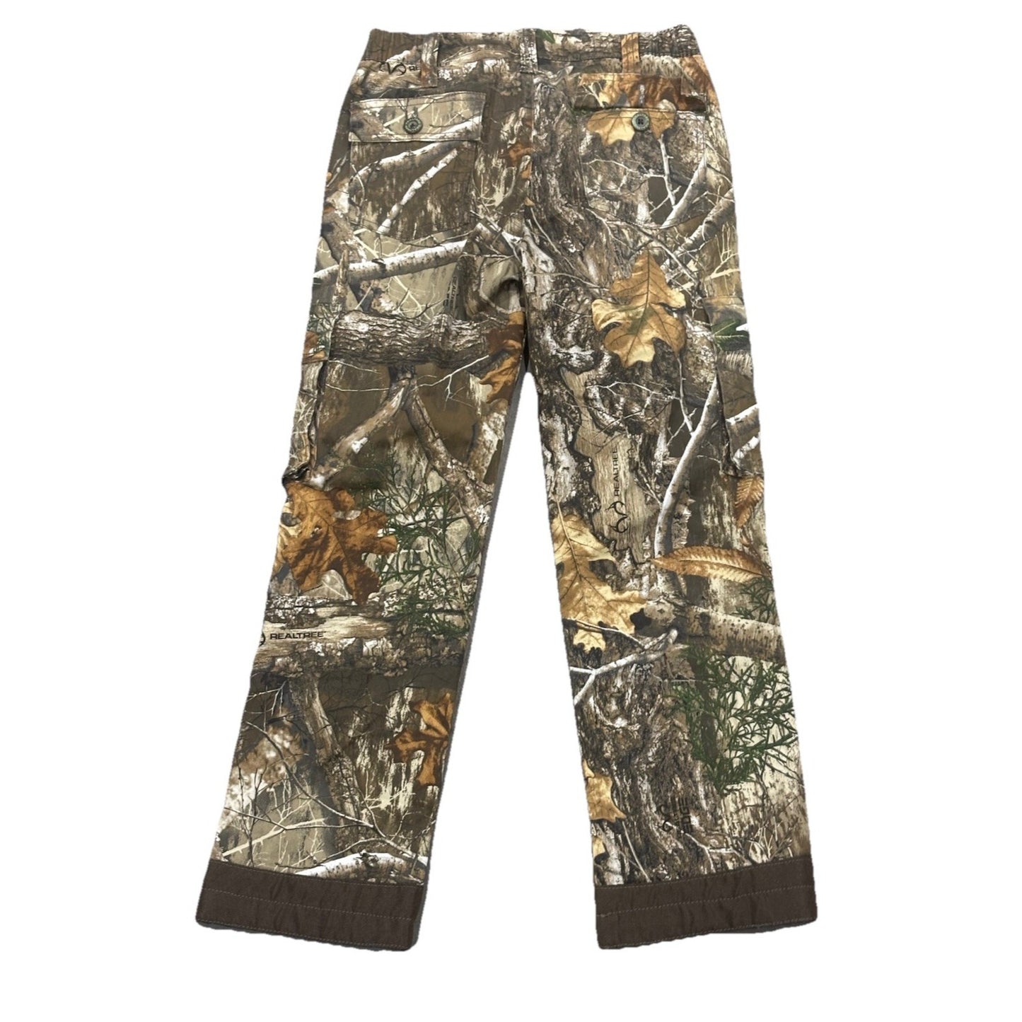 Realtree Boys Size Large Pants Green Camo Pockets Cargo Straight Leg Cotton New