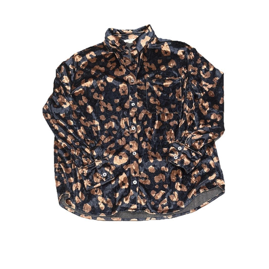 Entro Leopard Velvet Blouse Size Small