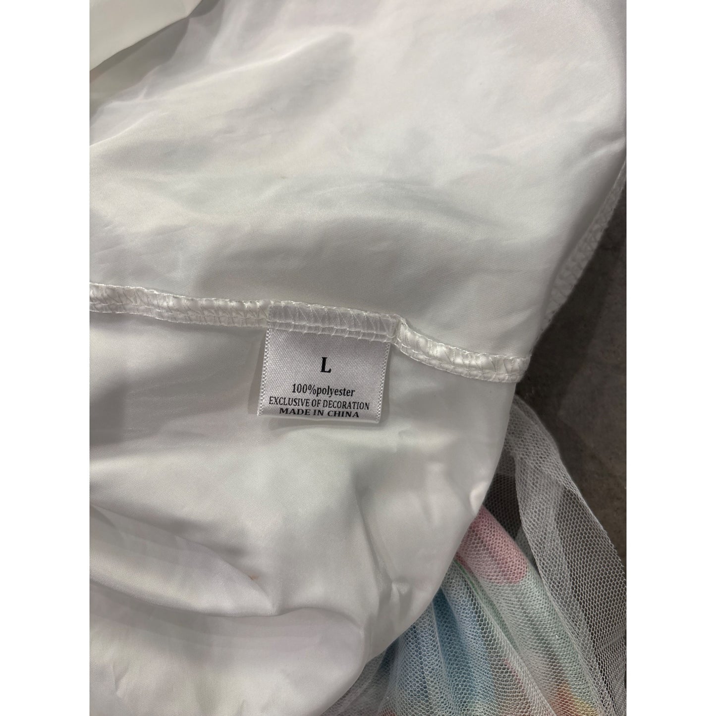 Girls Rainbow & Clover Print Tulle Skirt L 100% Polyester Gold Elastic Waist