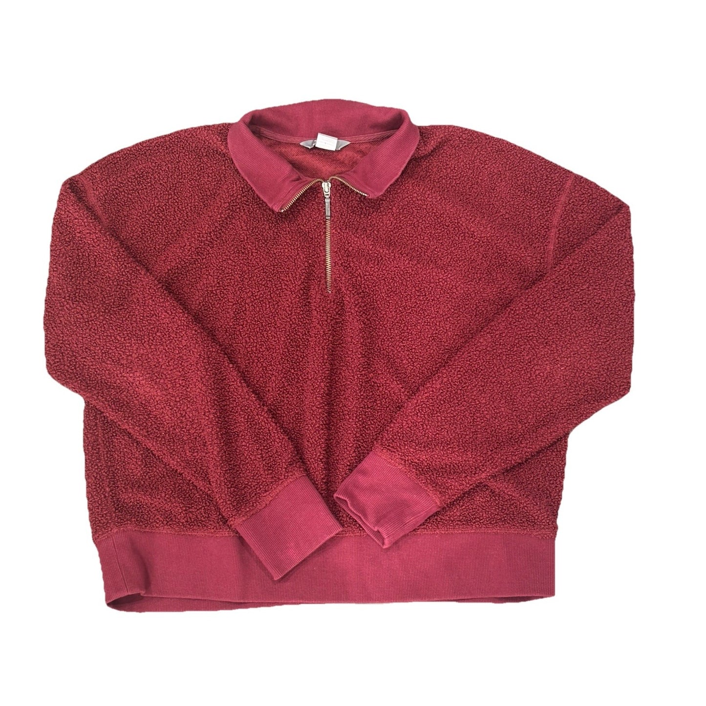 Natural Reflections Womens Fleece 3/4 Zip Red L  Pockets Cozy Comfort