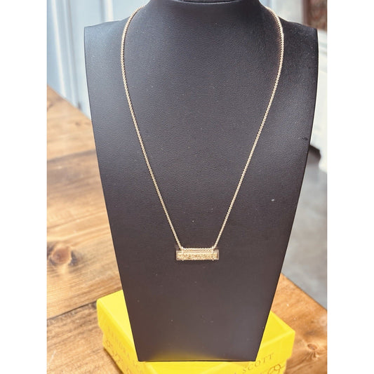 Kendra Scott Leonor Rose Gold Bar Necklace With Gold Drusy