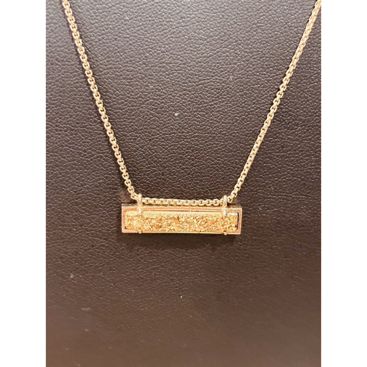 Kendra Scott Leonor Rose Gold Bar Necklace With Gold Drusy