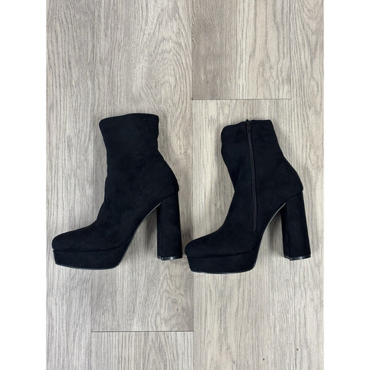 STEVE MADDEN Women’s Macayla Faux Leather Embossed Ankle Boots Black Size 6.5