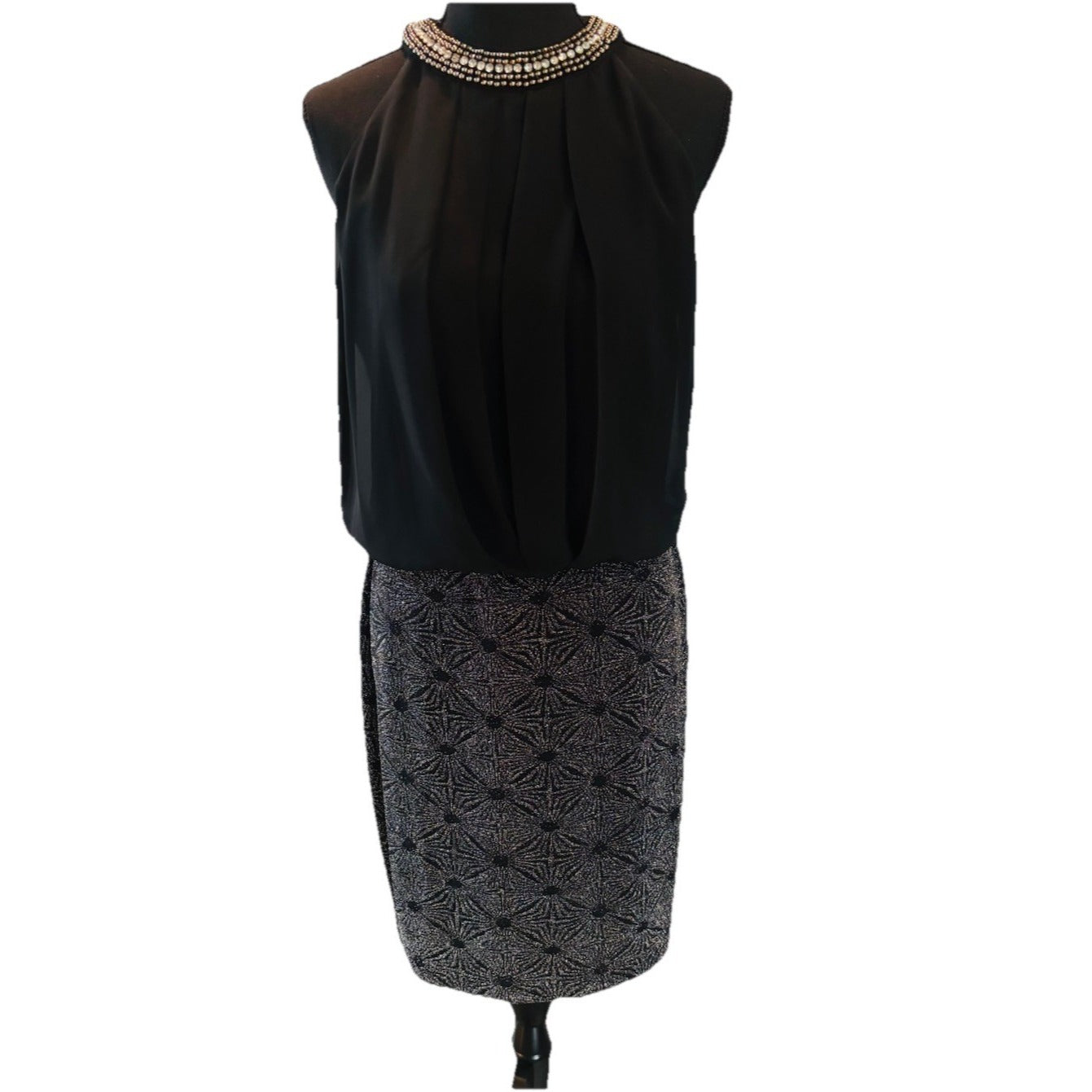 Collections Dress Barn Formal Dress Black And Silver Pearl Accents