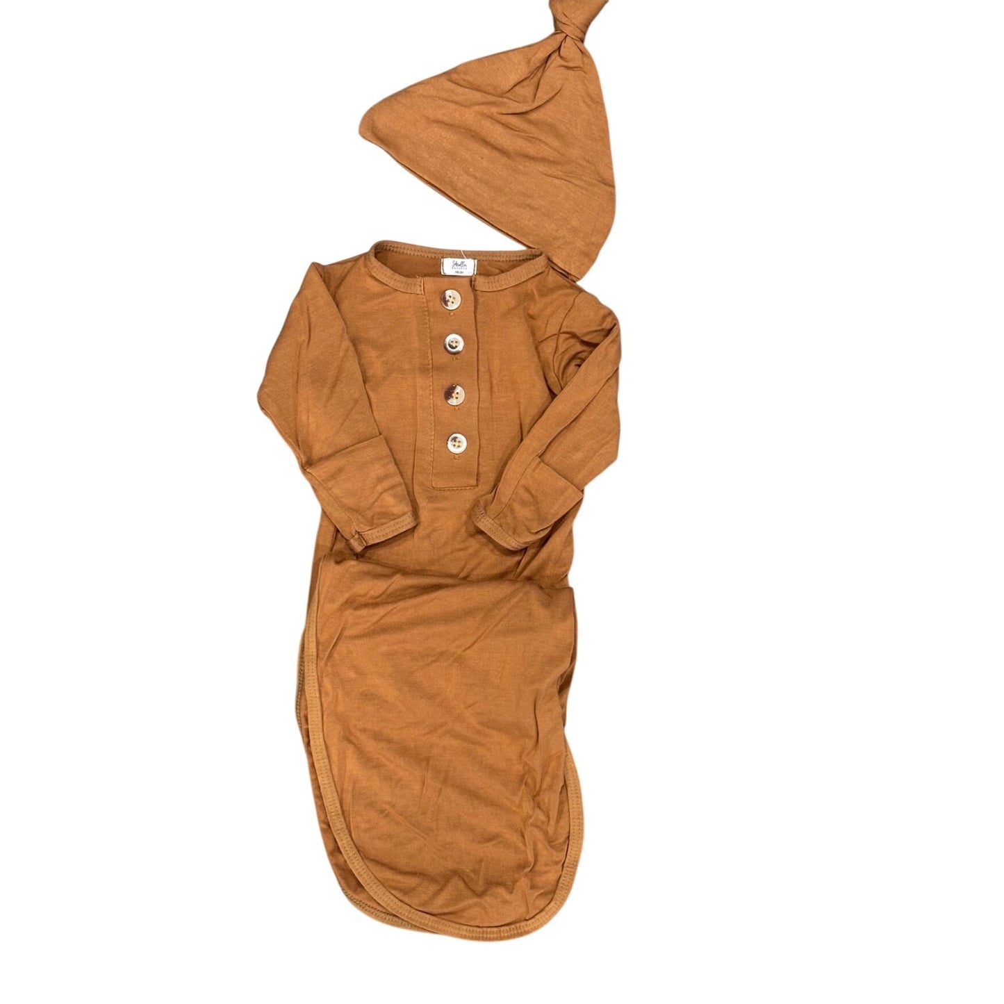 Stroller Society Brown Button-Down Gown Set size 0-3m SO SOFT