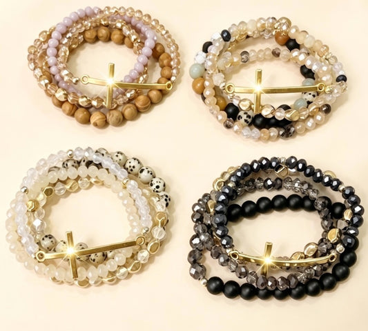 Multi-Layer Stackable Beaded Bracelet Set