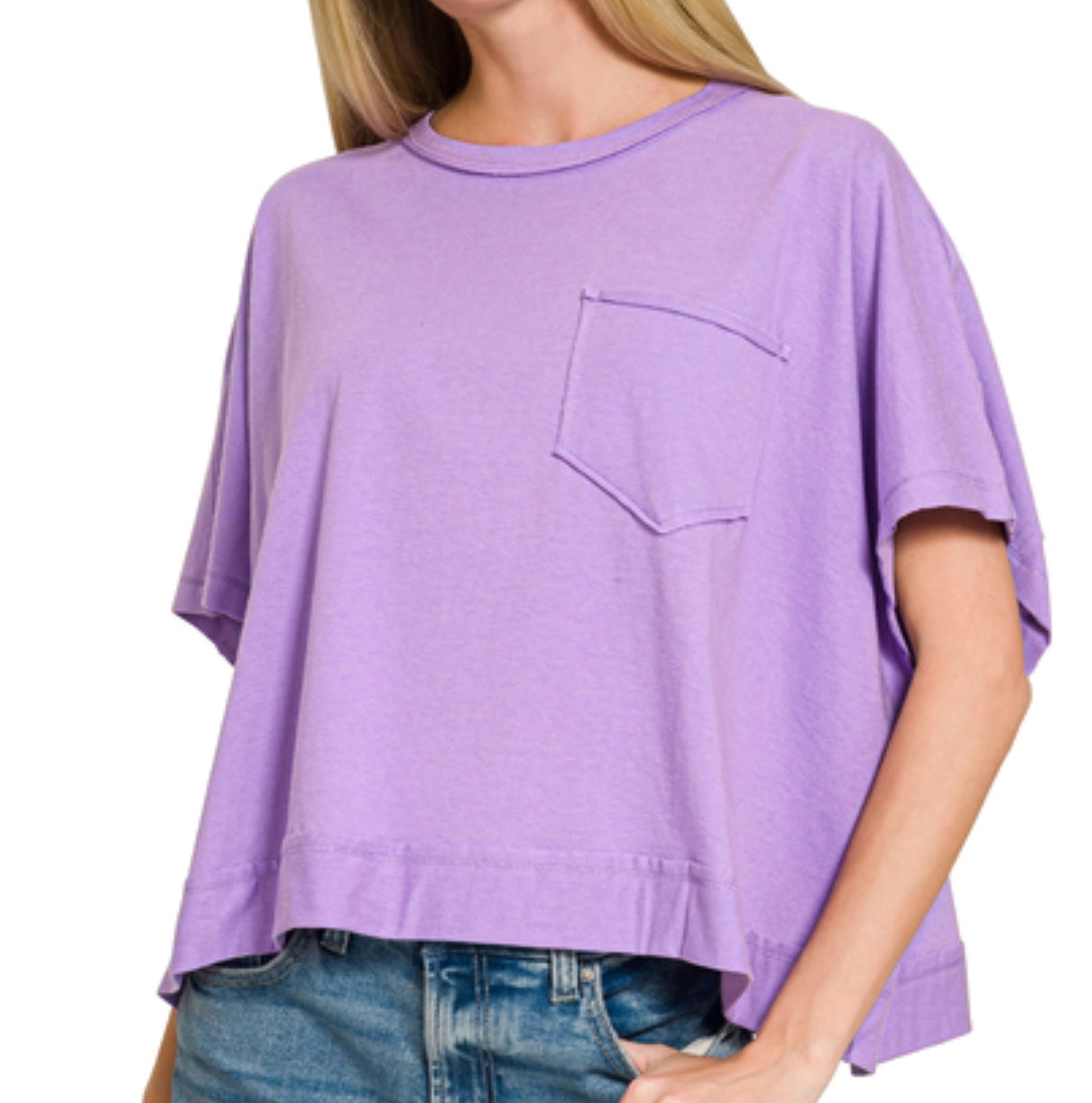 Zenana Exposed Seam Boxy Top