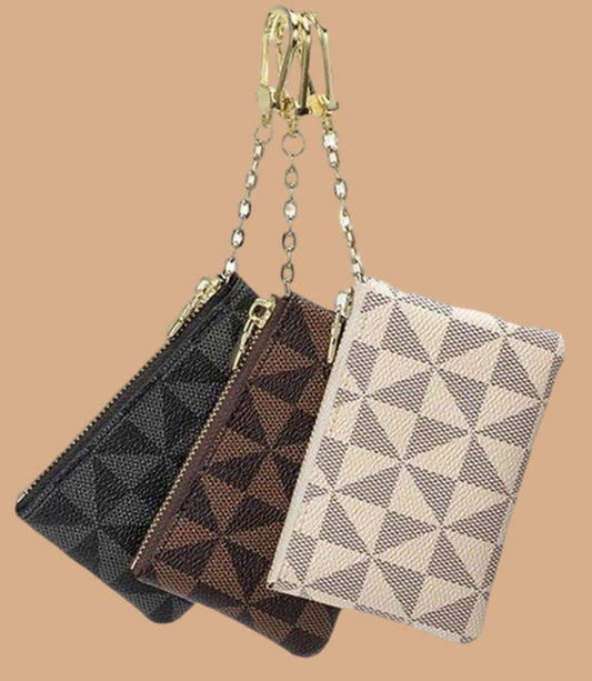 Monogram Vegan Leather KeyChain Coin Card Holder