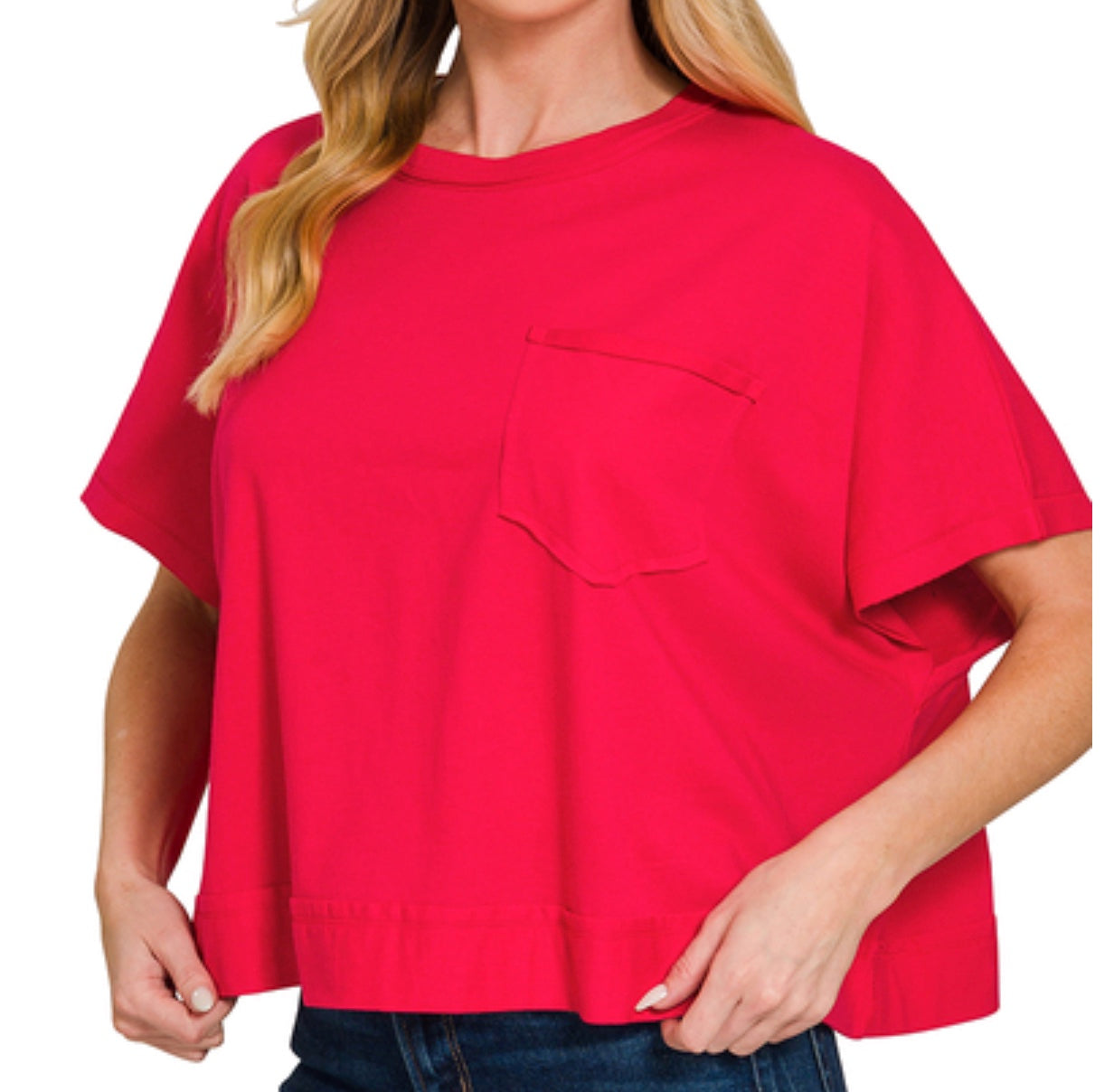 Zenana Exposed Seam Boxy Top