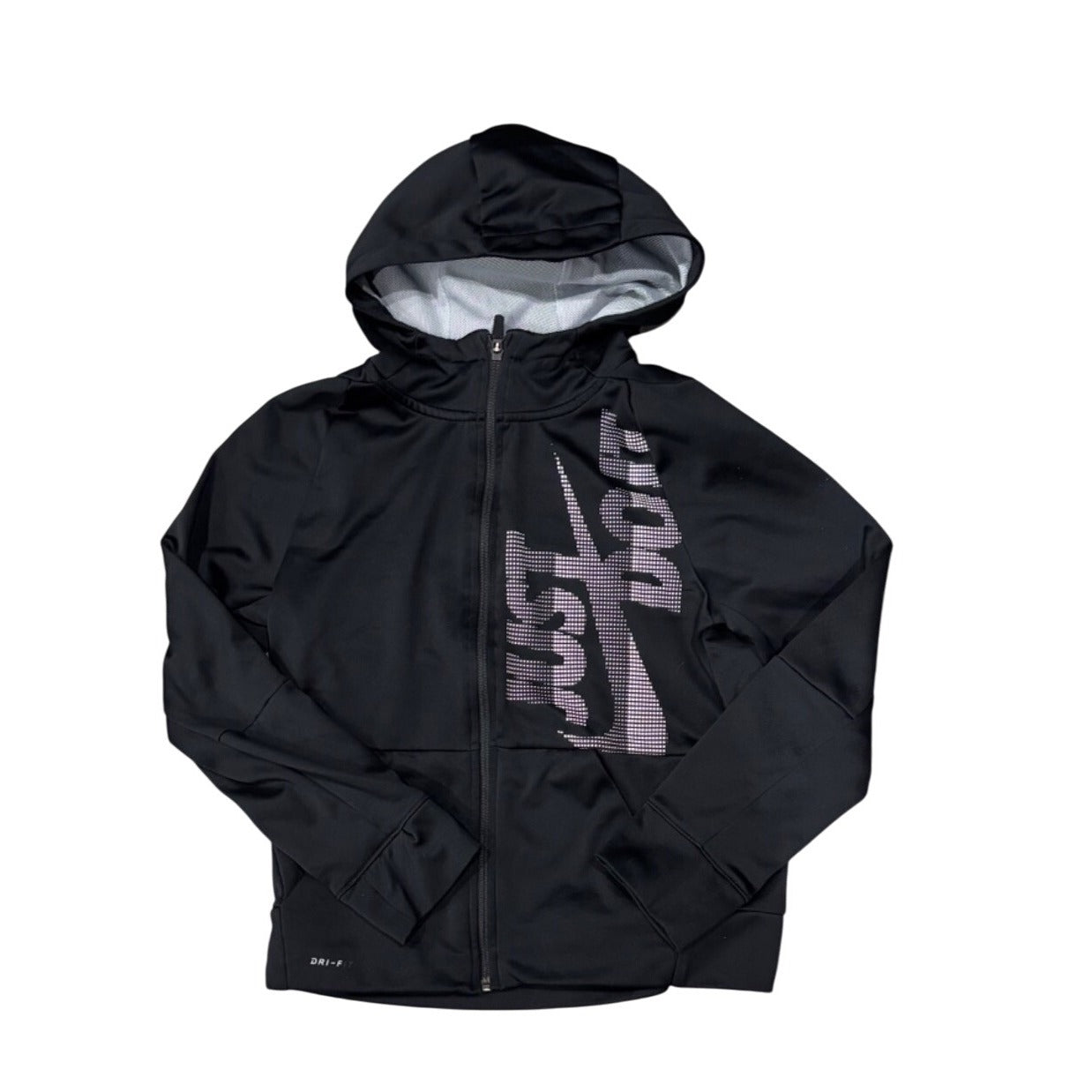 Nike Boys Dri-Fit Black Hoodie Jacket With Hood & Logo Design