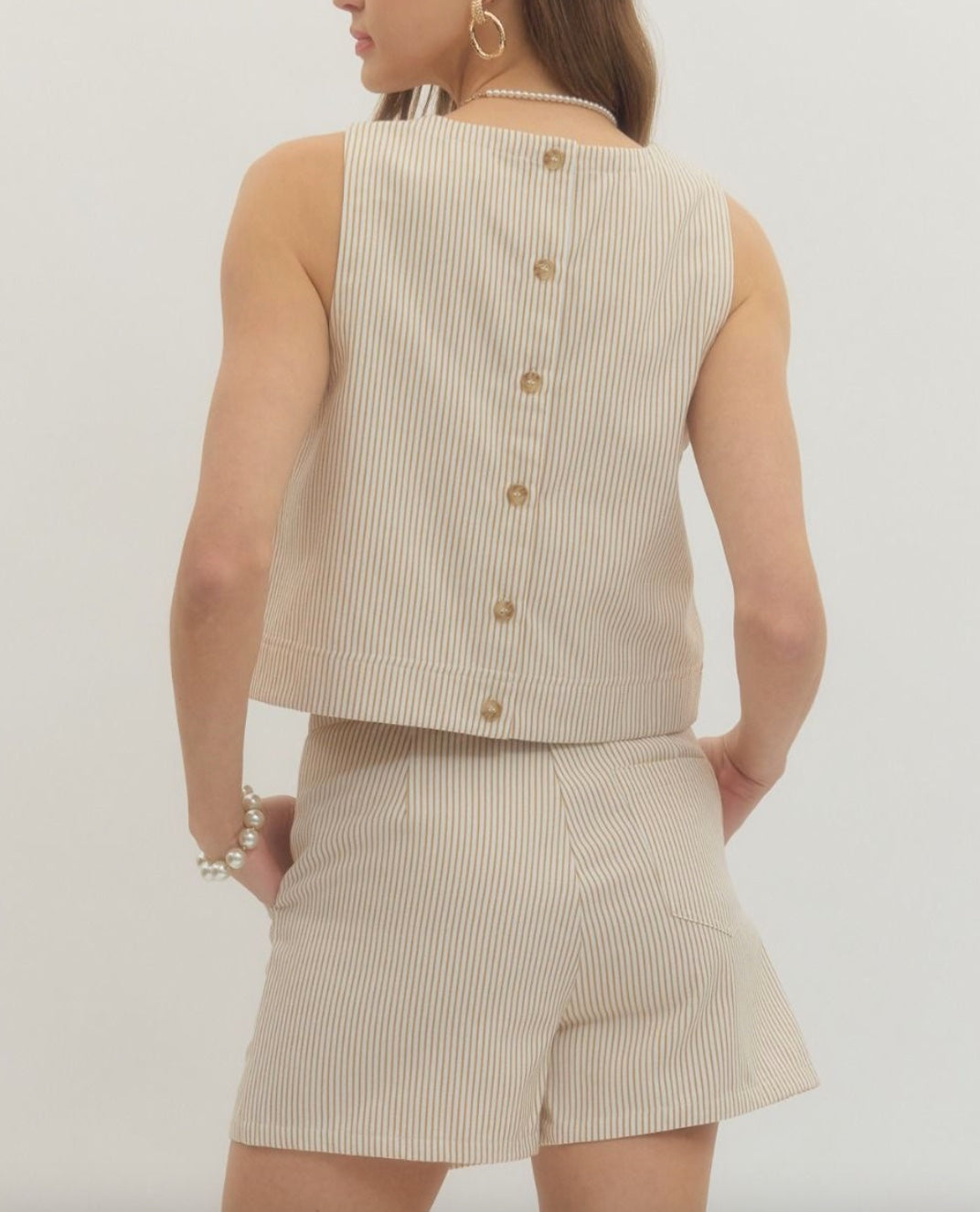 Entro Striped Sleeveless Crop Top and Skort