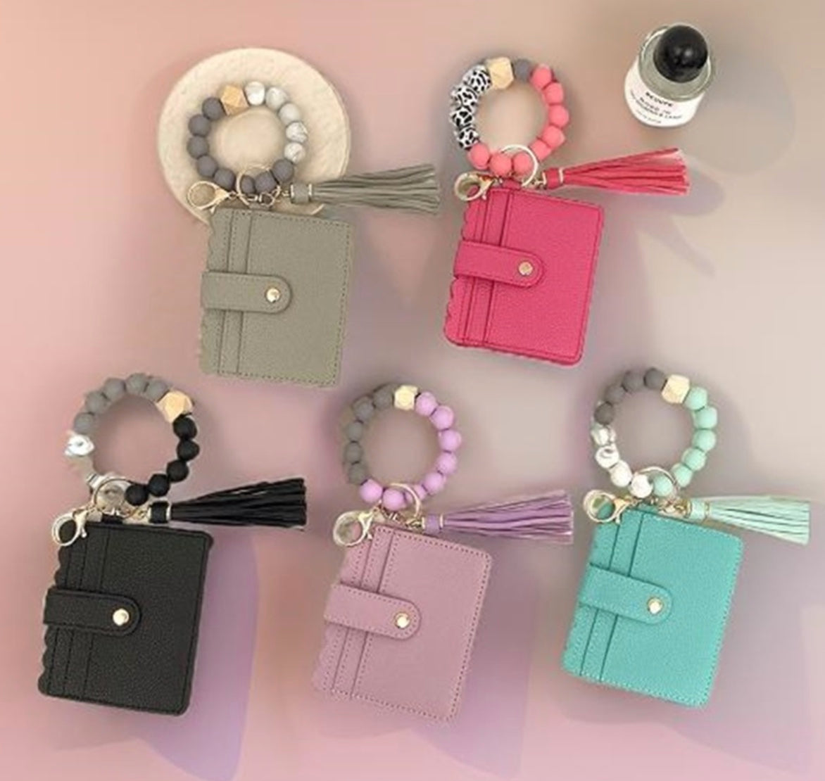 Beaded Bracelet Keychain Cardholder Wallet